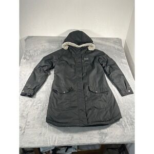 Columbia Omni-Heat Black Winter Parka Jacket Faux Fur Hood Womens XL